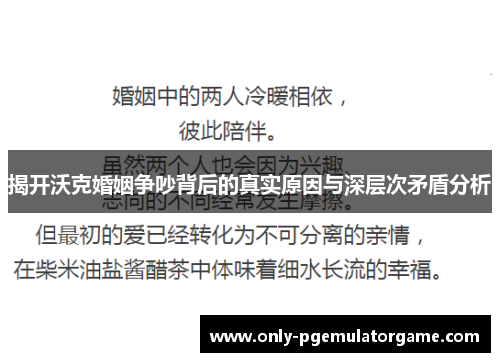揭开沃克婚姻争吵背后的真实原因与深层次矛盾分析